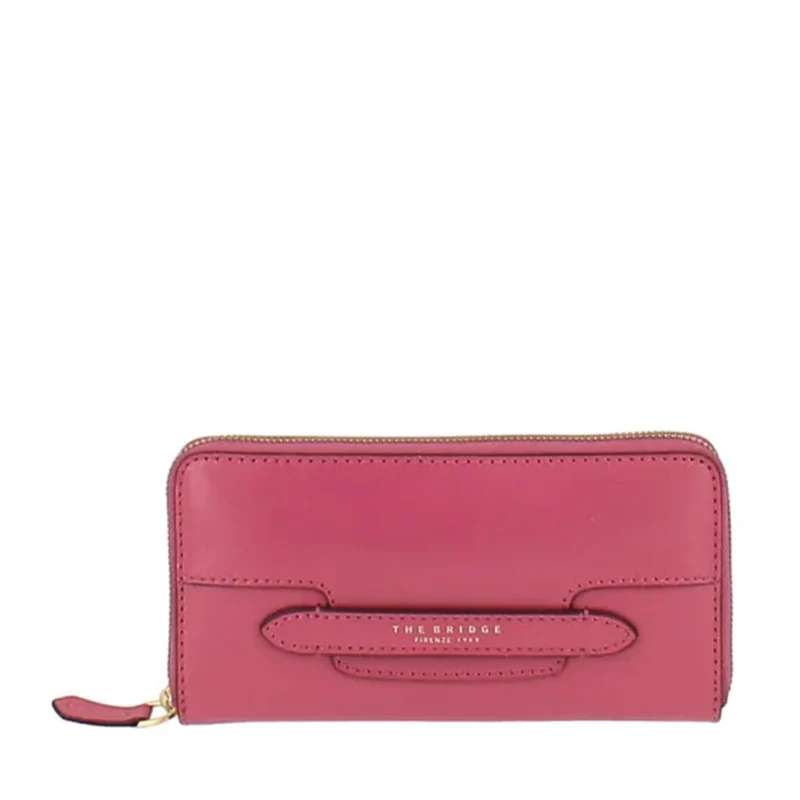 Portafoglio Donna Zip Around THE BRIDGE linea Lucrezia in Pelle Rosa