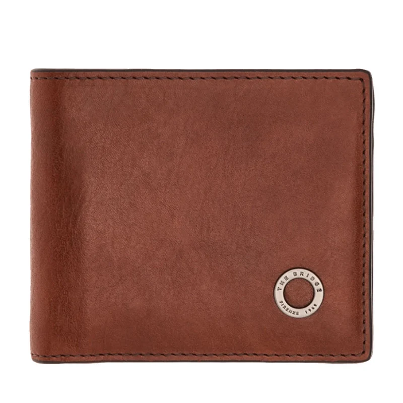 Portafoglio Uomo Piccolo con Portamonete THE BRIDGE In Pelle Marrone linea Biagio