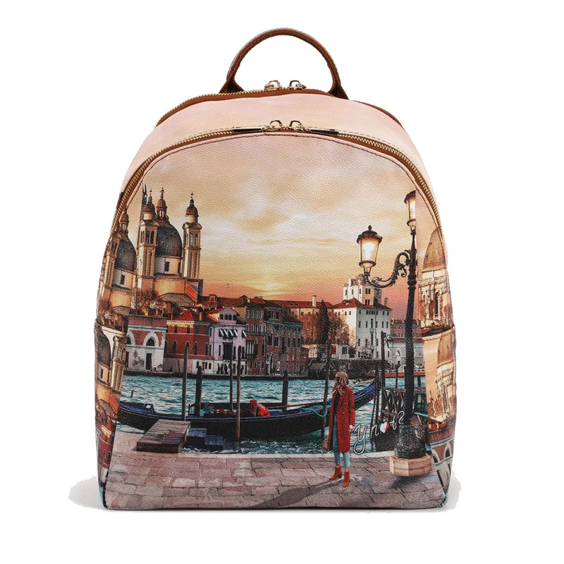 Zaino Donna Y NOT con Due Scomparti YES-601 Stampa Venice Sunset