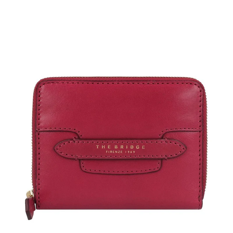 Portafoglio Donna Piccolo Zip Around THE BRIDGE linea Lucrezia in Pelle color Berry