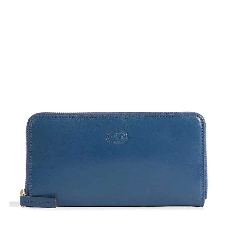 Portafoglio Donna Zip Around THE BRIDGE in Pelle Blu Jeans linea Story