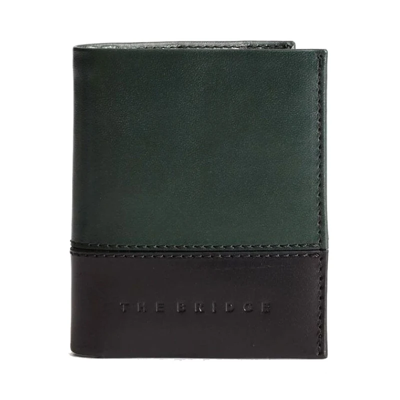Portafoglio Uomo Verticale Portacarte THE BRIDGE In Pelle Verde linea Damiano