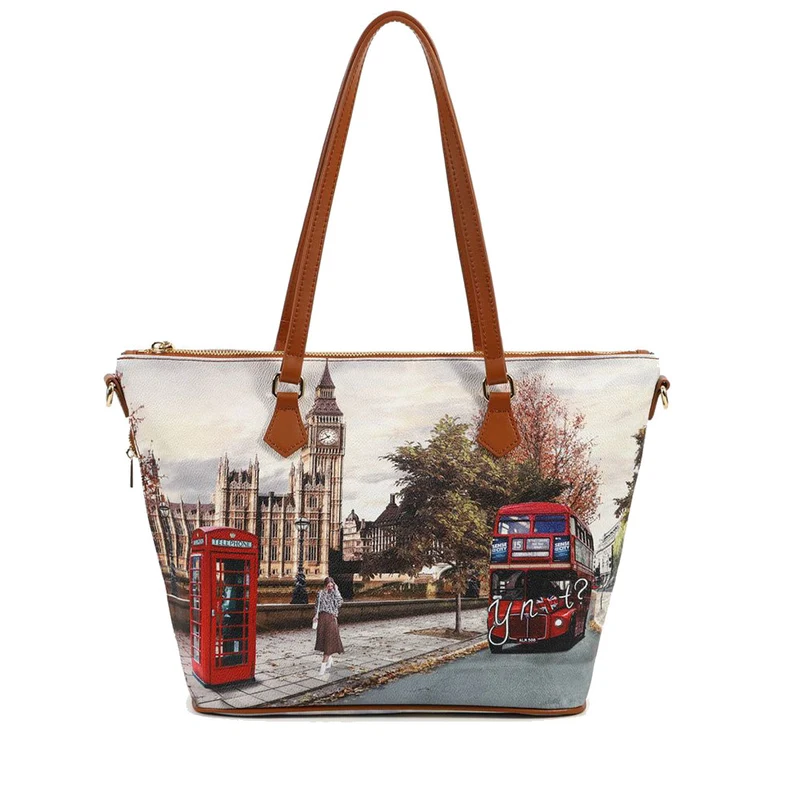 Borsa Donna Y NOT a Spalla YES-396 Stampa London Street