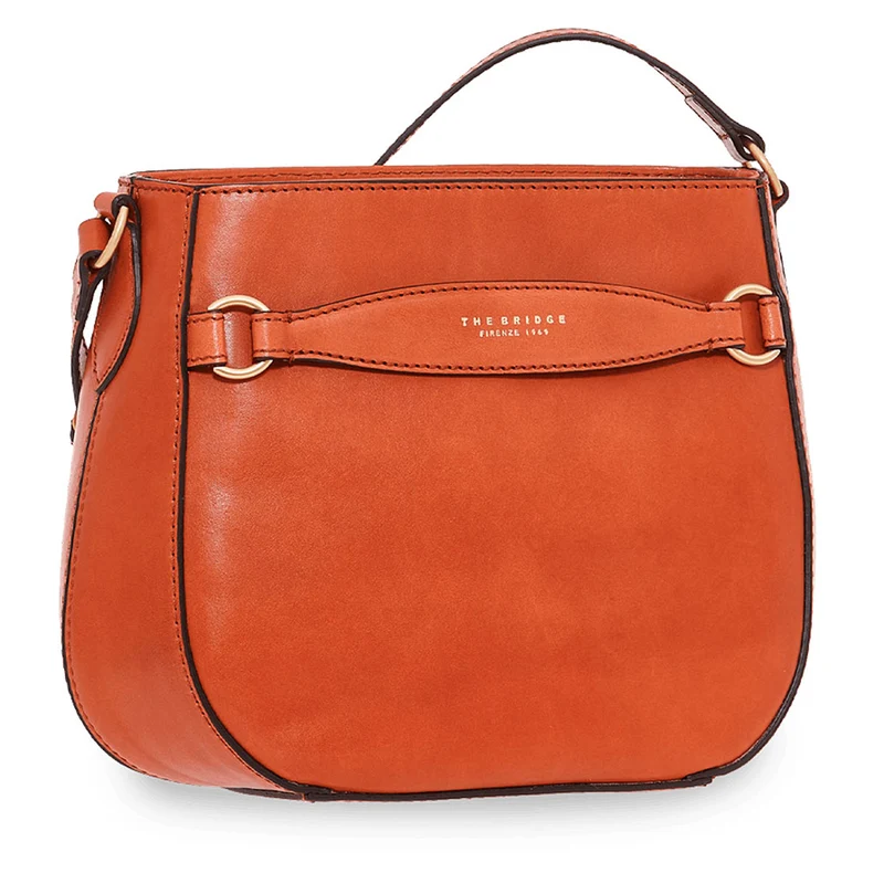 Borsa Donna Hobo a Spalla THE BRIDGE linea Bettina in Pelle Arancio Ruggine