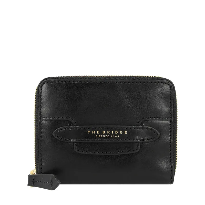 Portafoglio Donna Piccolo Zip Around THE BRIDGE linea Lucrezia in Pelle Nera