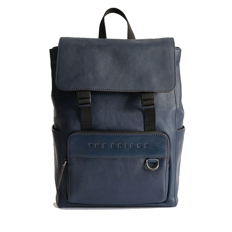Zaino Uomo con Pattina THE BRIDGE linea Damiano in Pelle Blu