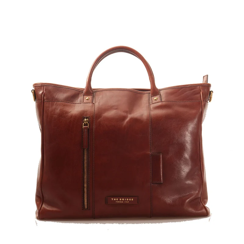 Cartella Due Manici THE BRIDGE linea Passpartout in Pelle Marrone