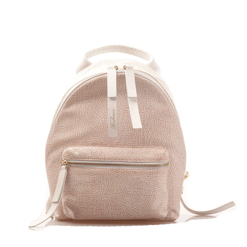 Zaino Donna Small BORBONESE in Nylon stampa OP Beige Ghiaccio