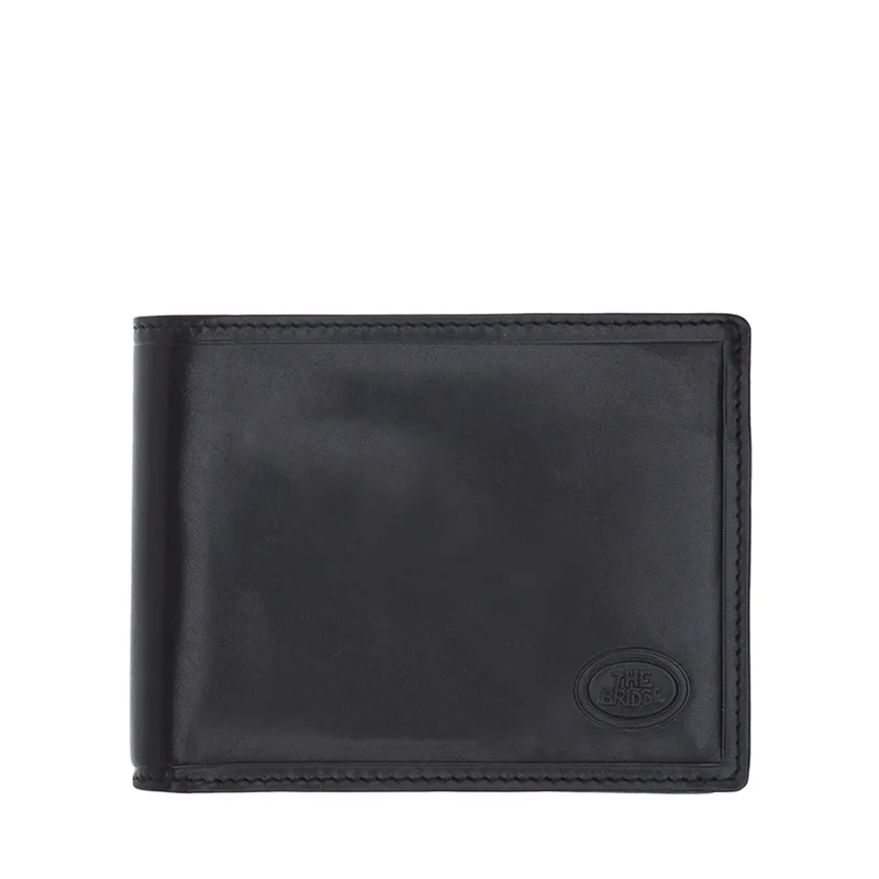 Portafoglio Uomo con Pattina e Portamonete THE BRIDGE In Pelle Nera linea Story 01402301