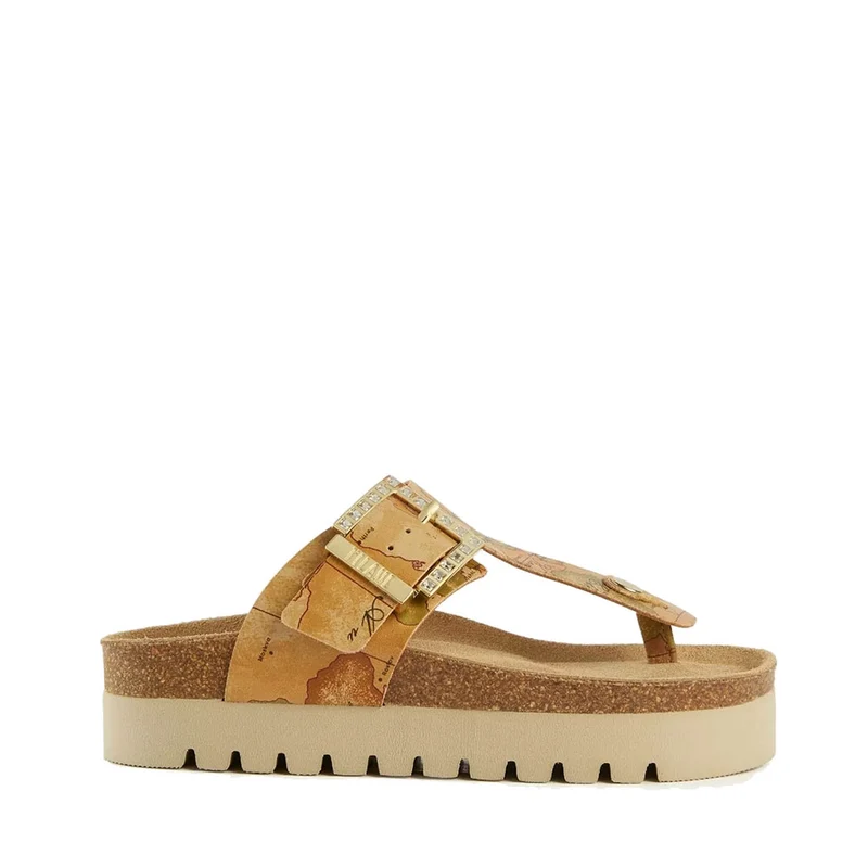 Scarpe Donna 1A Classe Alviero Martini Infradito Platform stampa Geo Classic con Fibbia Gioiello 0816
