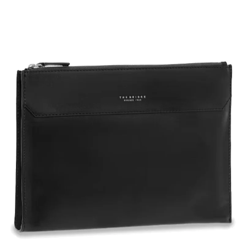 Pochette Uomo Grande THE BRIDGE linea Dante in Pelle Nera