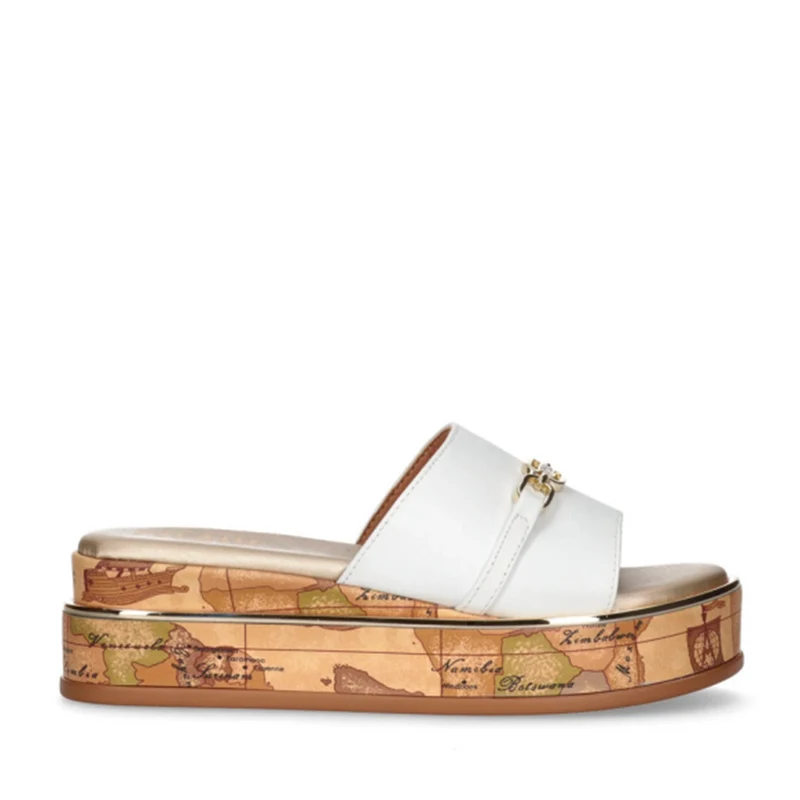 Scarpe 1A Classe Alviero Martini Ciabatte Platform Bianche con Suola Geo Classic 1879