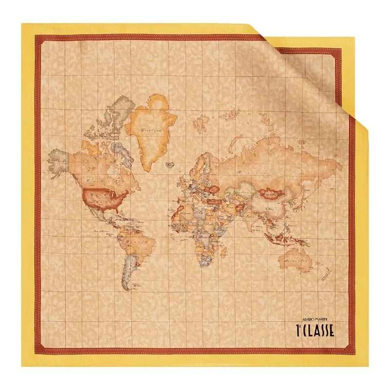 Foulard 90 x 90 cm 1A Classe Alviero Martini in Seta stampa Geo Classic e Giallo Oro 3190