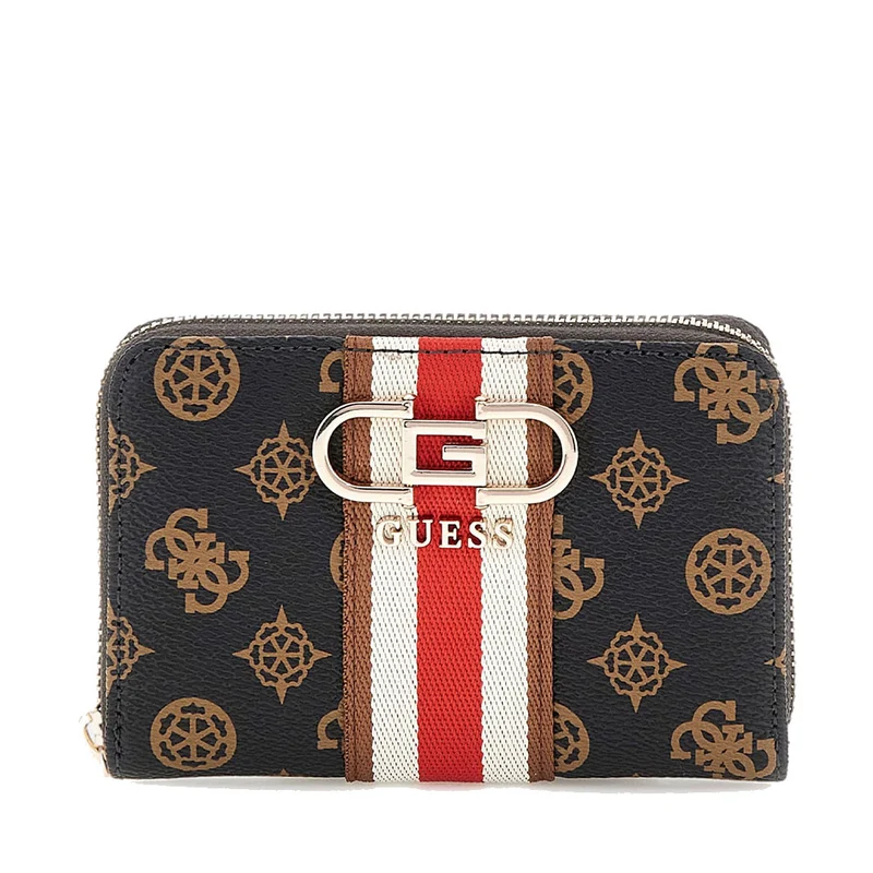 Portafoglio Donna GUESS Chiuso con Zip Linea Nelka Colore Mocha Logo Misura Media