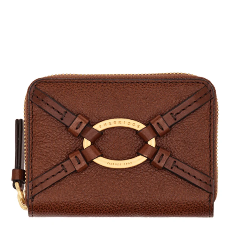 Portafoglio Donna Piccolo Zip Around THE BRIDGE linea Amelia in Pelle Marrone