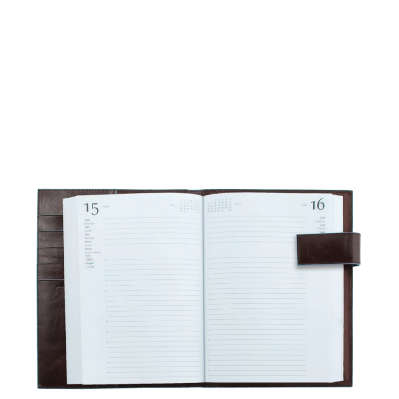 Blue Square Agenda Giornaliera in Pelle con Patta