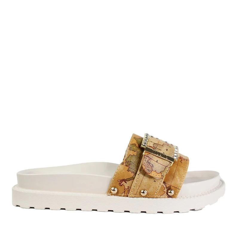 Scarpe Donna 1A Classe Alviero Martini Ciabatte in Gomma con Fascia Gioiello Geo Classic 0819