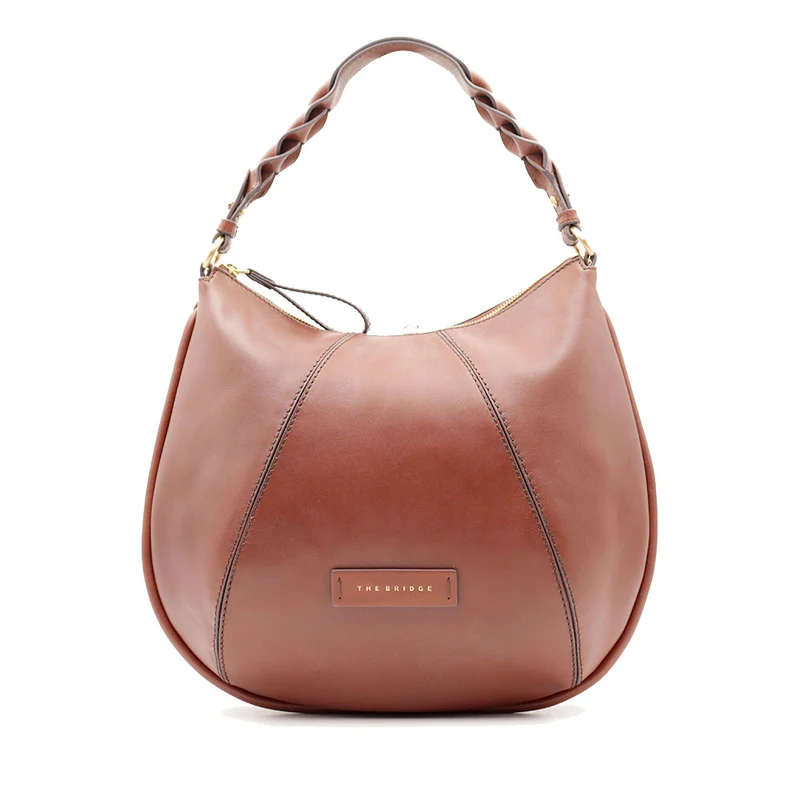 Borsa Donna Hobo con Tracolla THE BRIDGE linea Brigida in Pelle Marrone