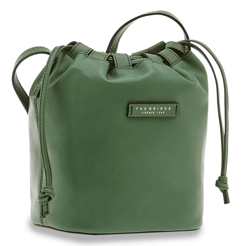 Borsa Donna Secchiello a Tracolla THE BRIDGE in Pelle Verde Salvia linea Aurora