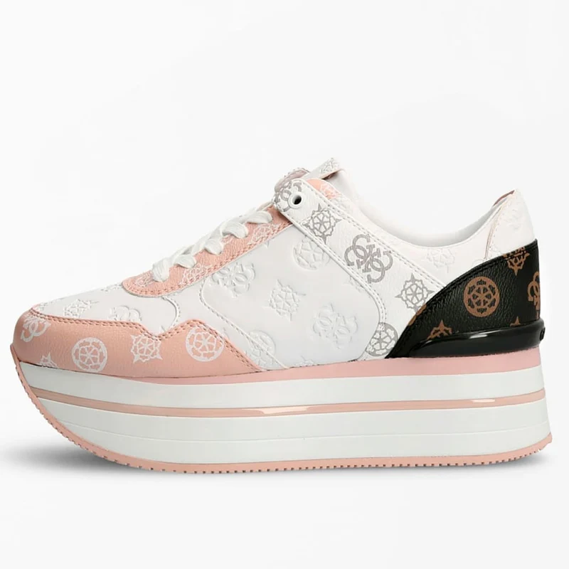 Scarpe Donna GUESS Sneakers Logate Linea Hindle Colore Bianco - Rosa