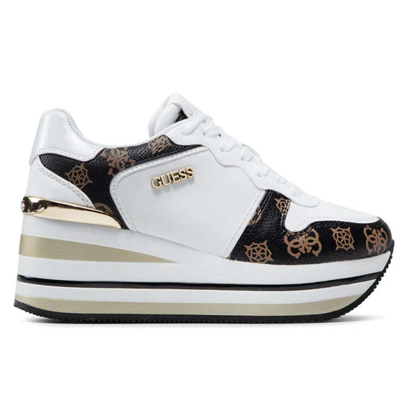 Scarpe Donna GUESS Sneakers Logate Linea Hektore Colore Bianco - Marrone
