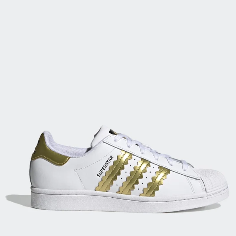 Scarpe Donna ADIDAS Sneakers linea Superstar W in Pelle colore Bianco e Oro