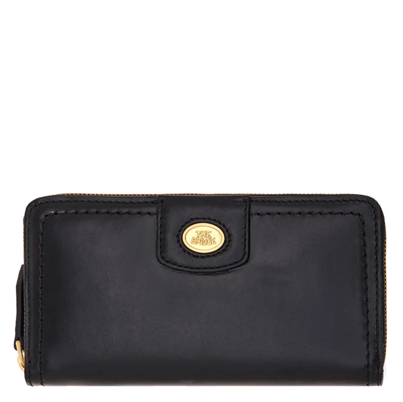 Portafoglio Donna Zip Around THE BRIDGE in Pelle Nera linea Ada Made in Italy