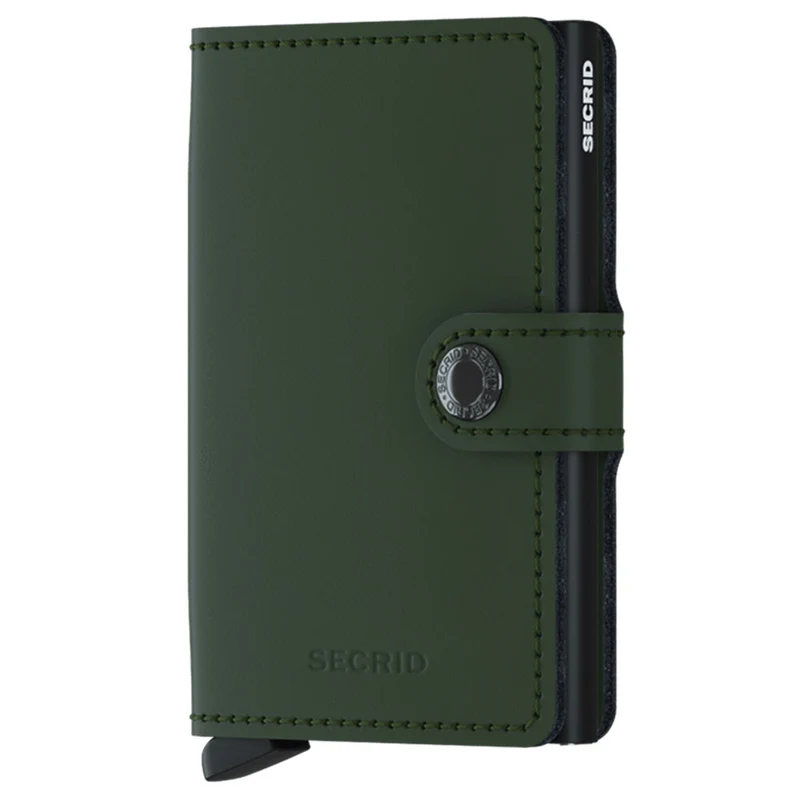 Porta Carte con Clip SECRID linea Matte in Pelle Verde con RFID