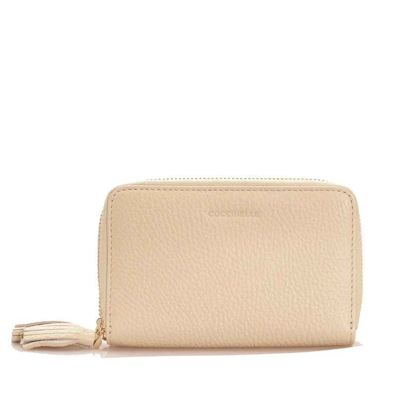 Portafoglio Piccolo Zip Around Con Doppio Scomparto in Pelle COCCINELLE Linea Tassel Colore Silk