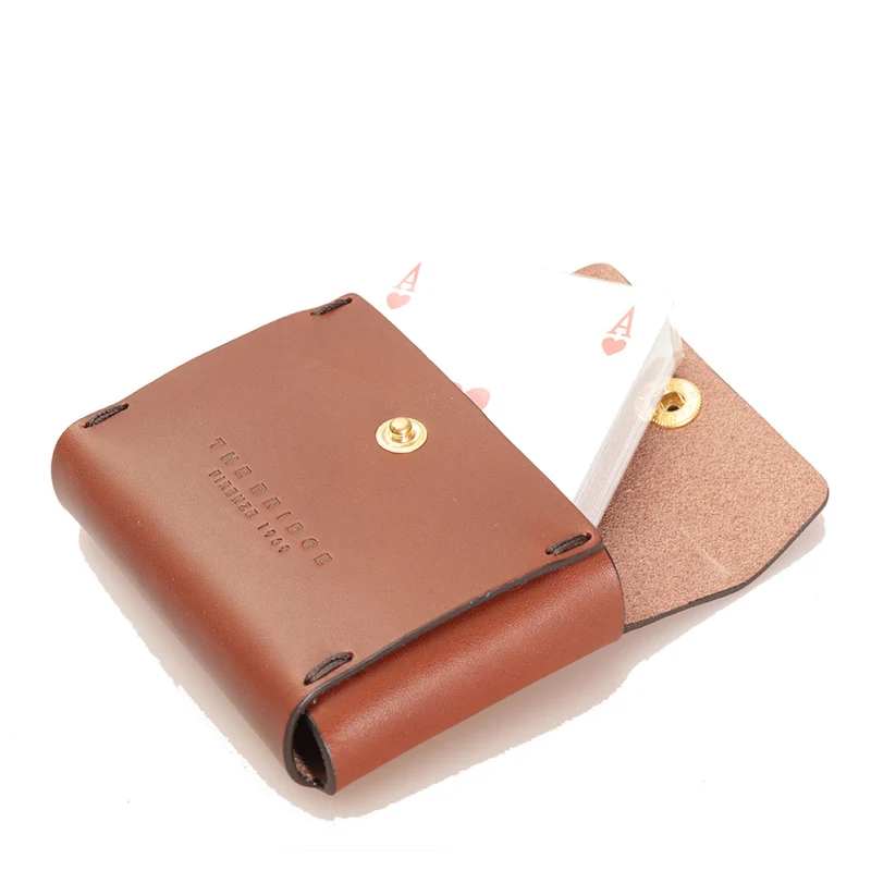 Porta Carte da Gioco Singolo con Carte THE BRIDGE linea Life Style in Pelle Marrone