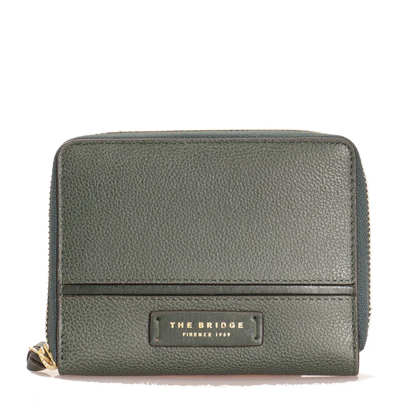 Portafoglio Donna Piccolo con Zip THE BRIDGE linea Domitilla in Pelle Verde