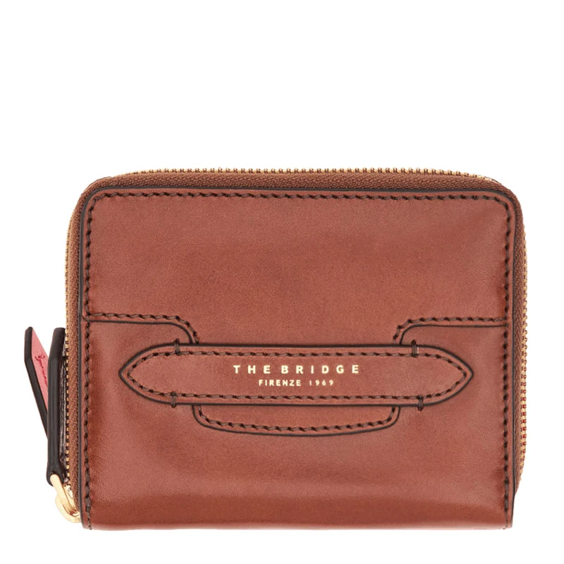 Portafoglio Donna Medio Zip Around THE BRIDGE linea Lucrezia in Pelle Marrone