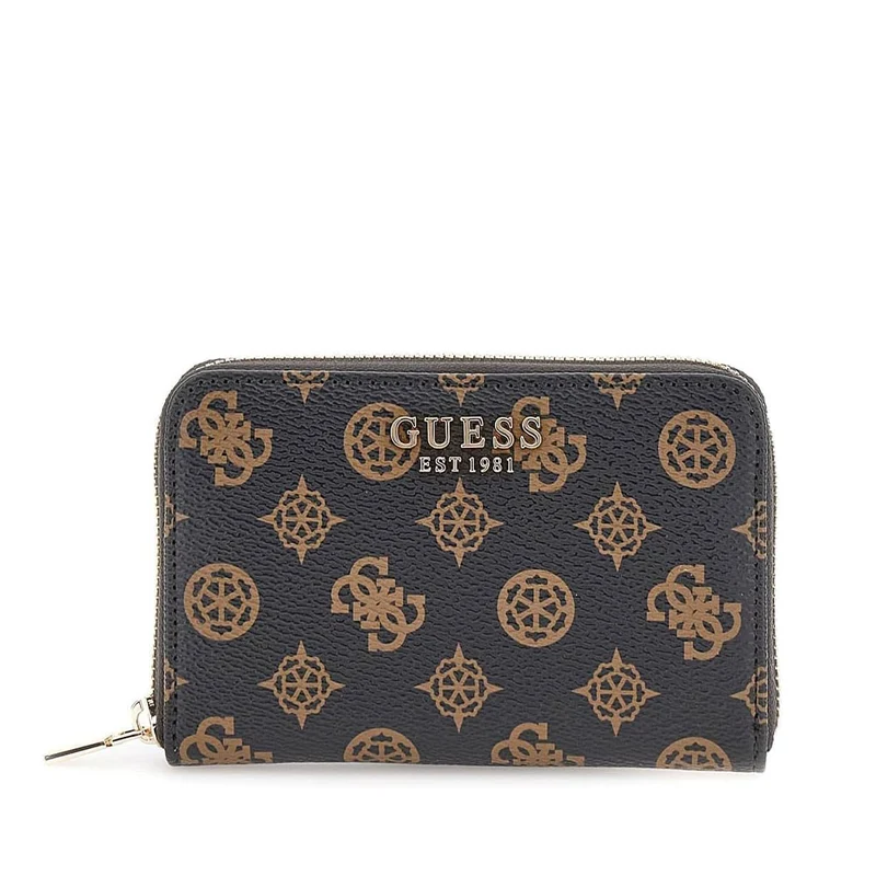Portafoglio Donna GUESS Chiuso con Zip Linea Laurel Colore Mocha Logo Misura Media