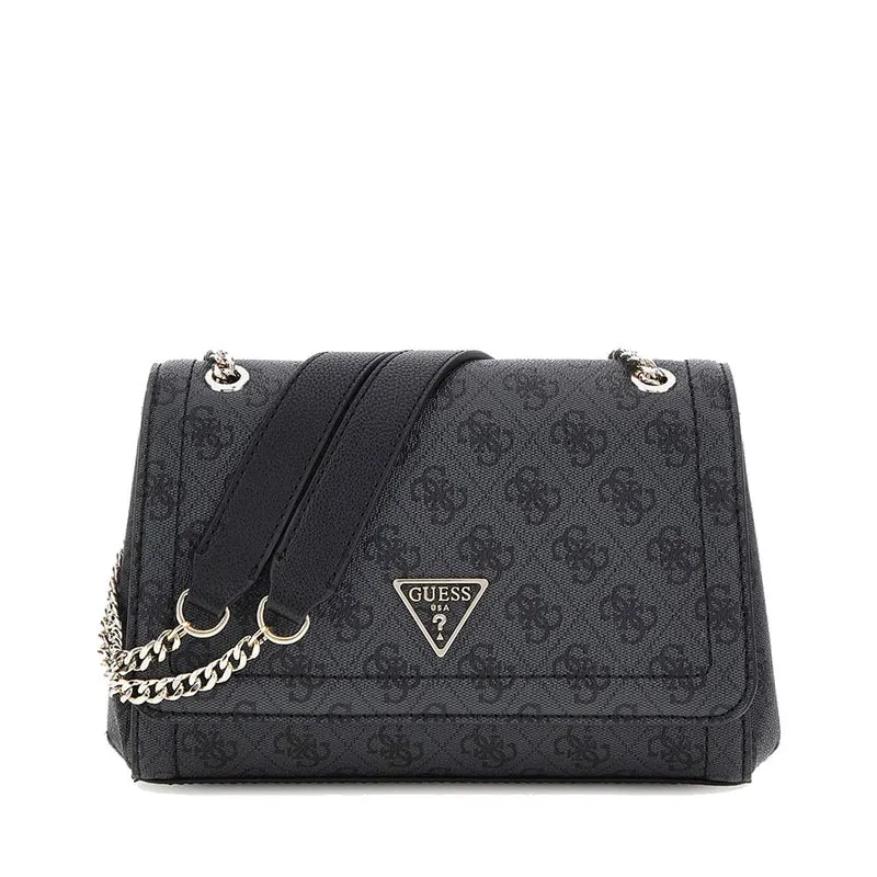 Borsa Donna a Tracolla GUESS Chiusa con Pattina Linea Noelle colore Coal Logo