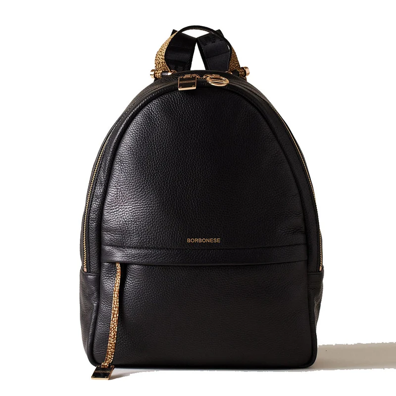 Zaino Donna BORBONESE linea Bolt Medium in Pelle Nera