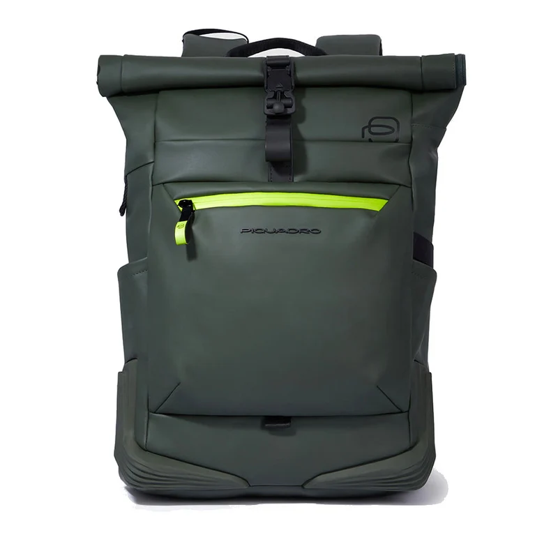 Zaino PIQUADRO Roll Top con porta Pc 15,6" in Tessuto Gommato colore Verde - CA6291C2OW