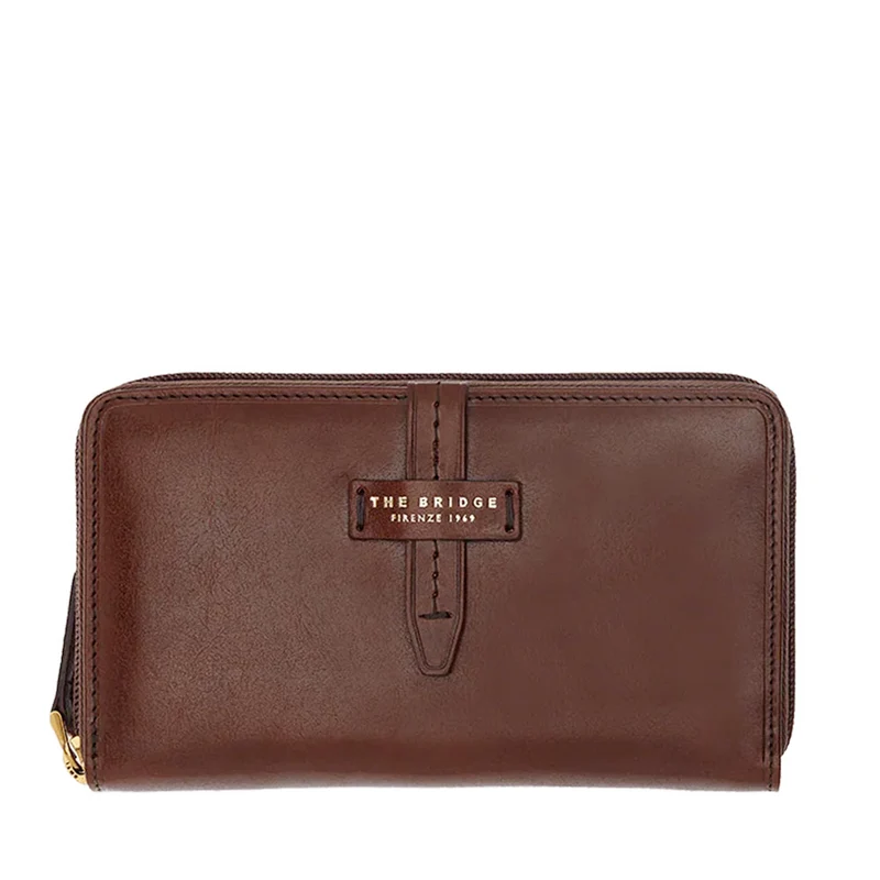 Portafoglio Donna Zip Around THE BRIDGE linea Florentin in Pelle Marrone
