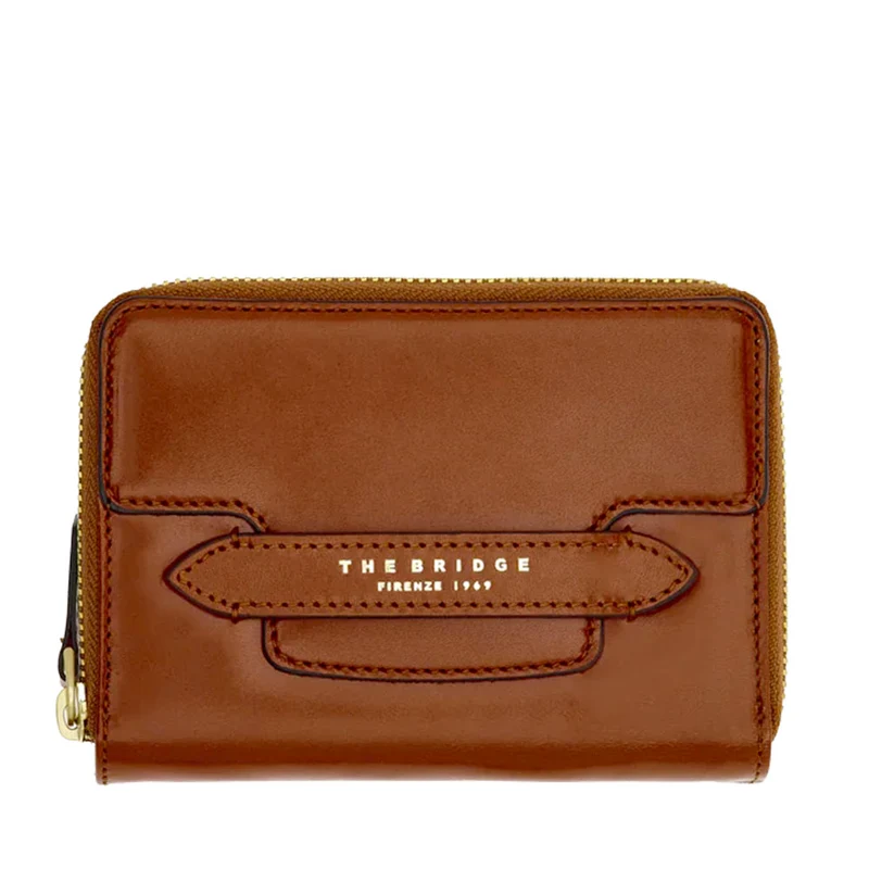 Portafoglio Donna Piccolo Zip Around THE BRIDGE linea Lucrezia in Pelle Marrone
