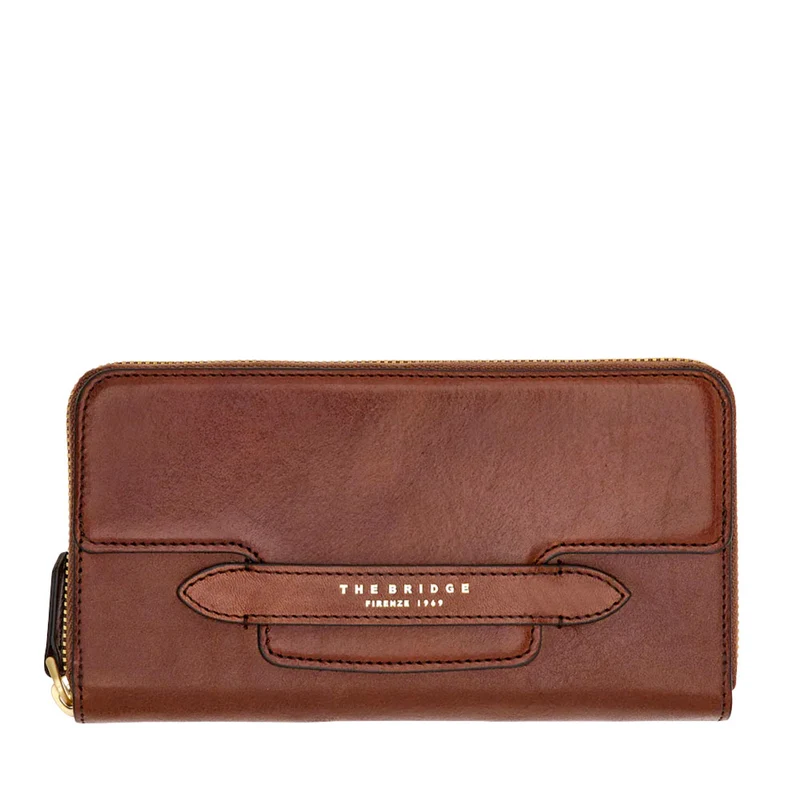 Portafoglio Donna Zip Around THE BRIDGE linea Lucrezia in Pelle Marrone