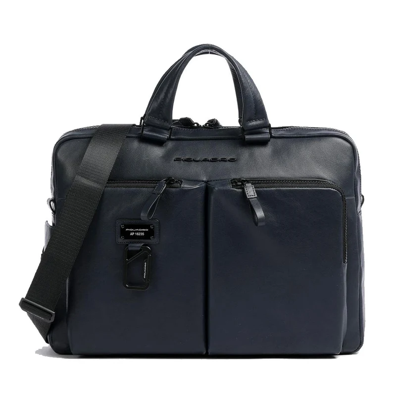 Cartella Due Manici Porta Pc 15"e iPad con Tracolla PIQUADRO in Pelle Blu Linea Harper - CA4027AP