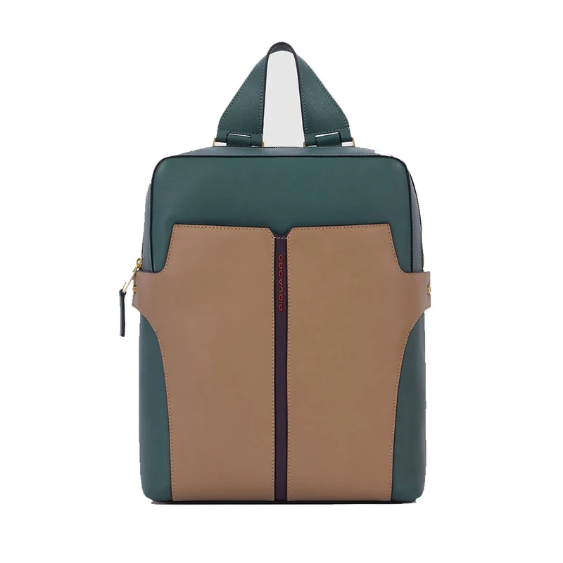 Zaino Donna PIQUADRO Porta Computer 15" in Pelle Colore Verde - Rosso Linea Ray - CA6127S126