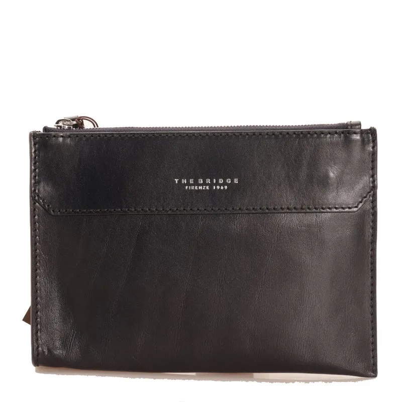 Pochette Uomo Piccola THE BRIDGE linea Dante in Pelle Blu Oceano
