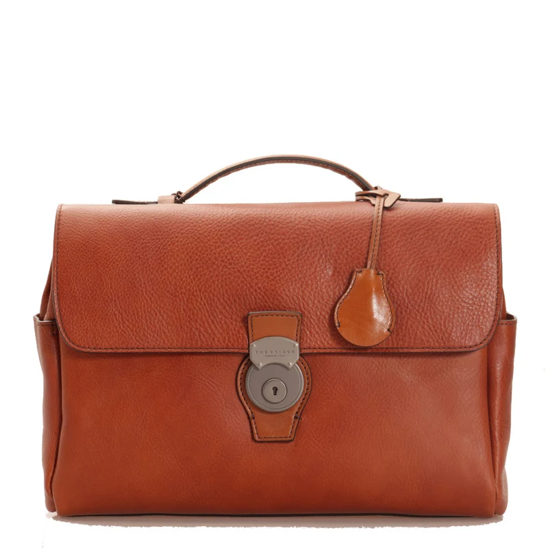 Cartella con Tracolla Porta Pc 13" THE BRIDGE in Pelle Martellata Cognac linea Capalbio