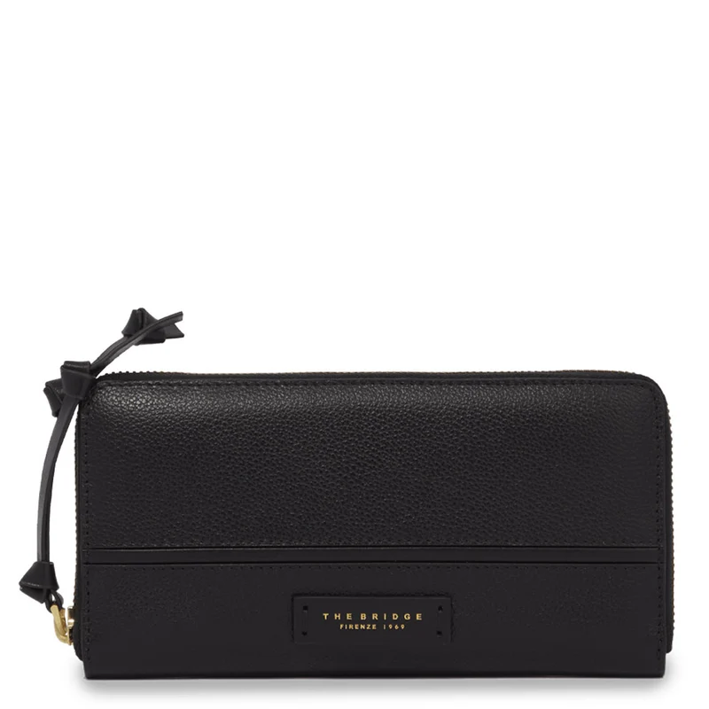 Portafoglio Donna Zip Around THE BRIDGE linea Domitilla in Pelle Nera