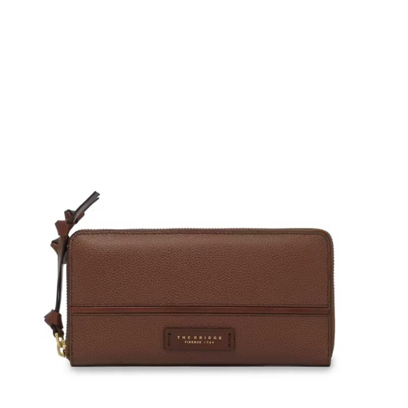 Portafoglio Donna Zip Around THE BRIDGE linea Domitilla in Pelle Marrone
