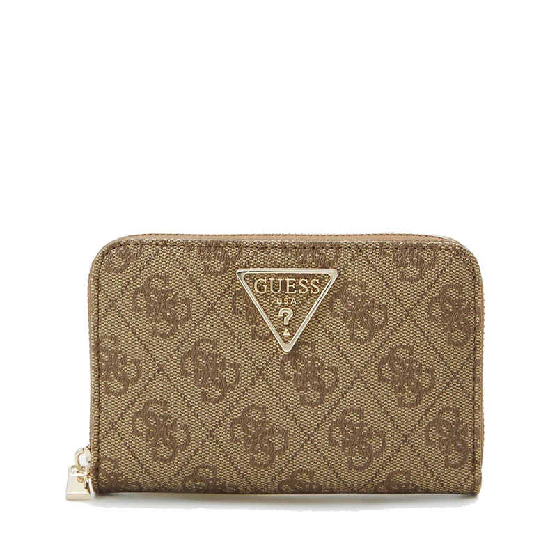 Portafoglio Donna GUESS Chiuso con Zip Linea Laurel Colore Latte Logo Misura Media