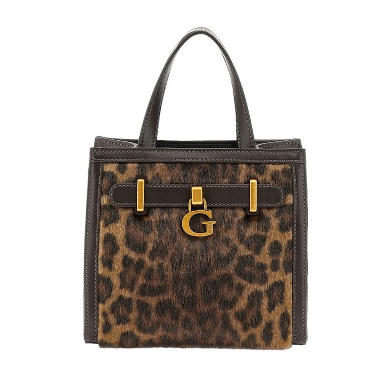 Borsa Donna a Mano GUESS Due Scomparti Linea Bergen colore Leopard