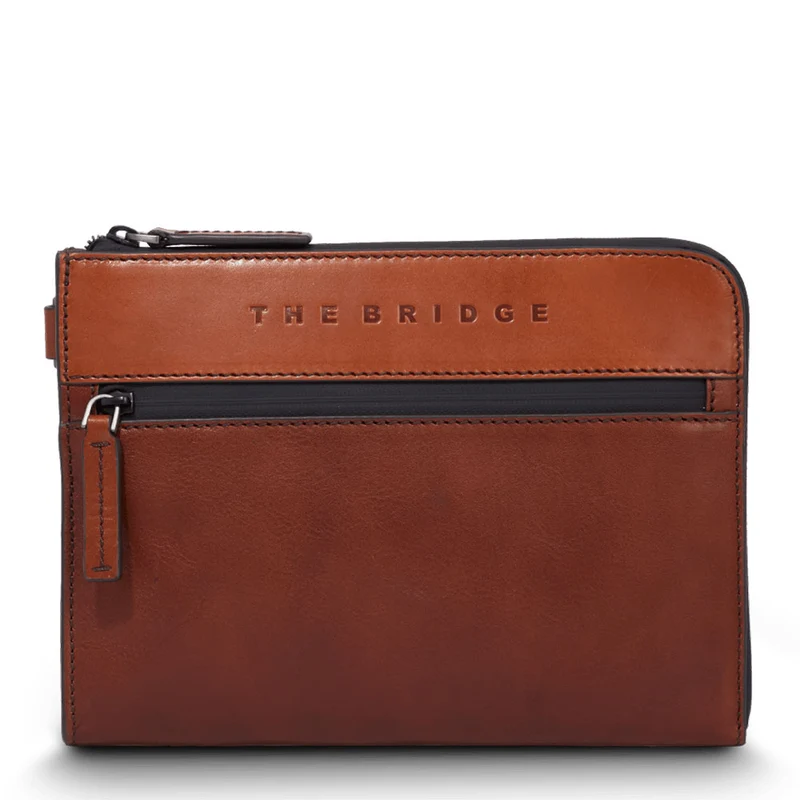 Pochette Uomo THE BRIDGE linea Damiano in Pelle Marrone