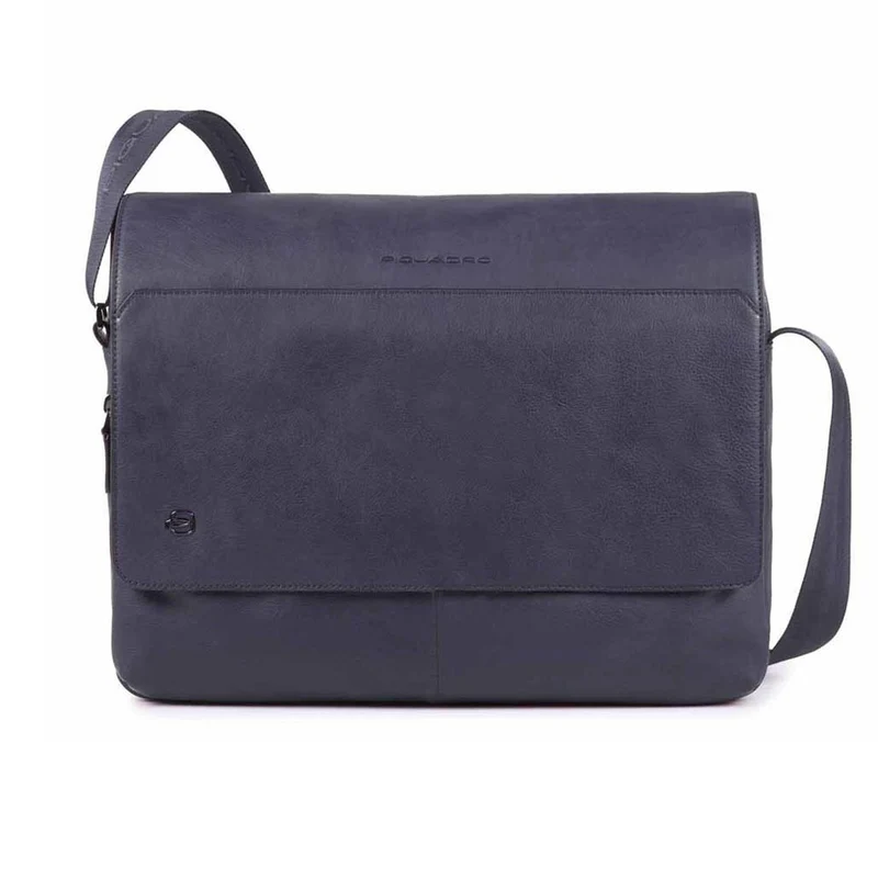Messenger Porta Pc 14" e Porta Tablet PIQUADRO in Pelle Blu Linea Black Square - CA4639B3