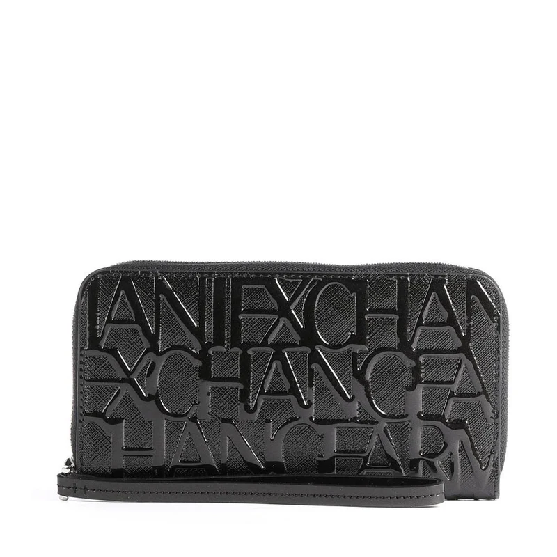 Portafoglio Donna Zip Around ARMANI EXCHANGE colore Nero con Logo Lucido